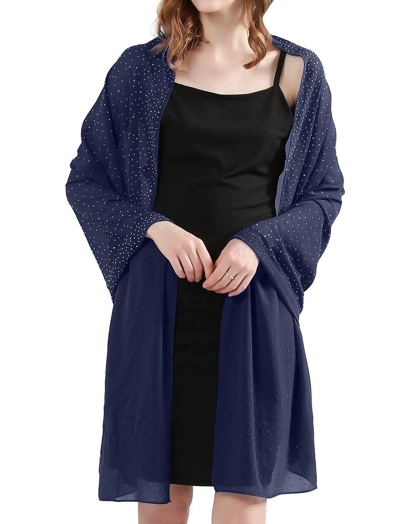 BANETTETA Shawls and Wraps for Evening Dresses Wrap Cover Up Dress Evening Shawl Wraps for Women Formal Fall Winter (Navy Blue) - Image 5
